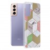 Husa Carcasa Spate pentru Samsung Galaxy S21 Plus - Marble Design, Hexagoane Violet