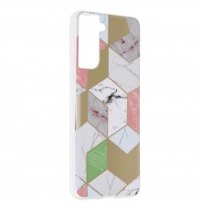 Husa Carcasa Spate pentru Samsung Galaxy S21 Plus - Marble Design, Hexagoane Violet