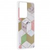 Husa Carcasa Spate pentru Samsung Galaxy S21 Ultra - Marble Design, Hexagoane Violet