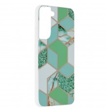 Husa Carcasa Spate pentru Samsung Galaxy S22 Plus - Marble Design, Hexagoane Verzi