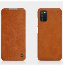 Husa Flip tip carte Samsung Galaxy A03s - Qin Leather, Nillkin, Maro