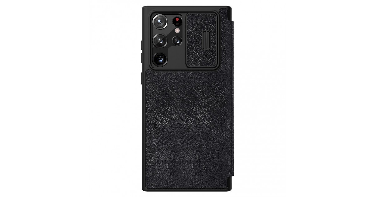 Husa Flip tip carte Samsung Galaxy S22 Ultra - Qin Leather, Nillkin, Neagra