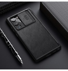 Husa Flip tip carte Samsung Galaxy S22 Ultra - Qin Leather, Nillkin, Neagra