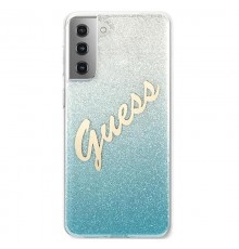 Husa carcasa spate Guess Glitter Gradient Script, Samsung Galaxy S21 / S21 5G, Albastra