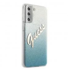 Husa carcasa spate Guess Glitter Gradient Script, Samsung Galaxy S21 / S21 5G, Albastra