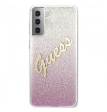 Husa carcasa spate Guess Glitter Gradient Script, Samsung Galaxy S21 / S21 5G, Roz