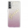 Husa carcasa spate Guess Glitter Gradient Script, Samsung Galaxy S21 / S21 5G, Roz