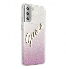 Husa carcasa spate Guess Glitter Gradient Script, Samsung Galaxy S21 / S21 5G, Roz