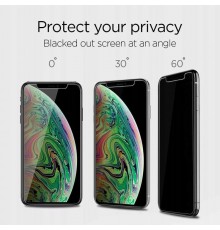 Folie Privacy pentru iPhone 11 / XR - Spigen Glass.TR Align Master - Neagra