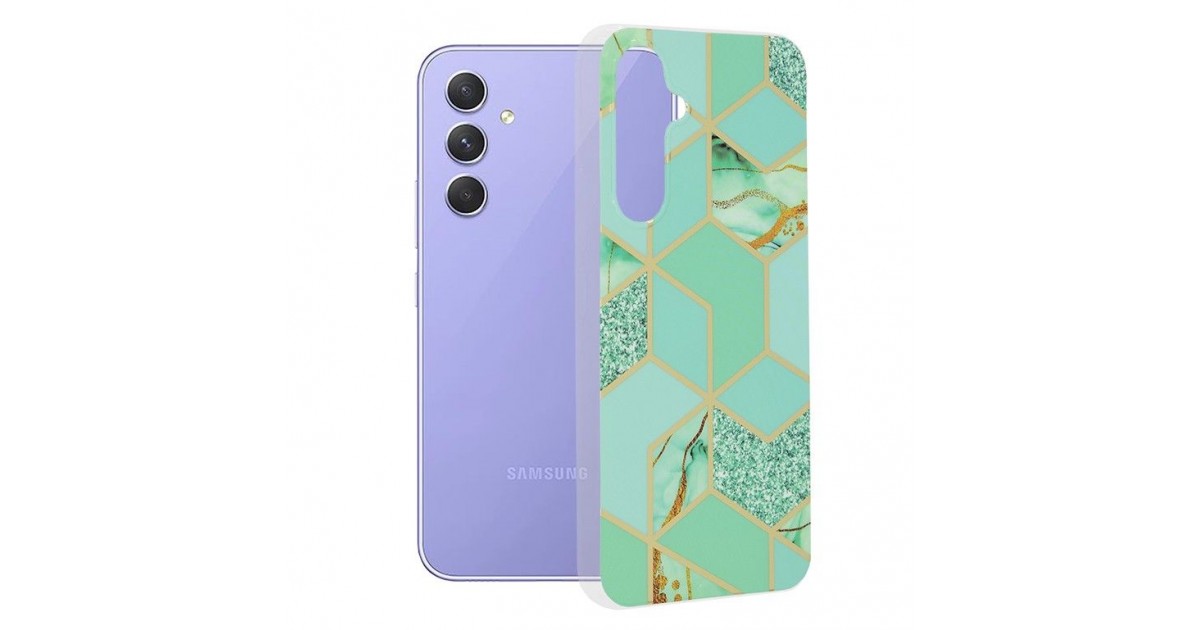 Husa carcasa Spate pentru Samsung Galaxy A54 - Marble Series - Green Hex