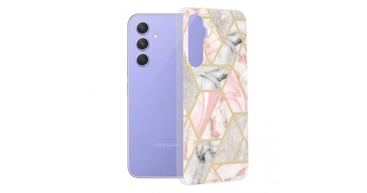 Husa carcasa Spate pentru Samsung Galaxy A54 - Marble Series - Pink Hex