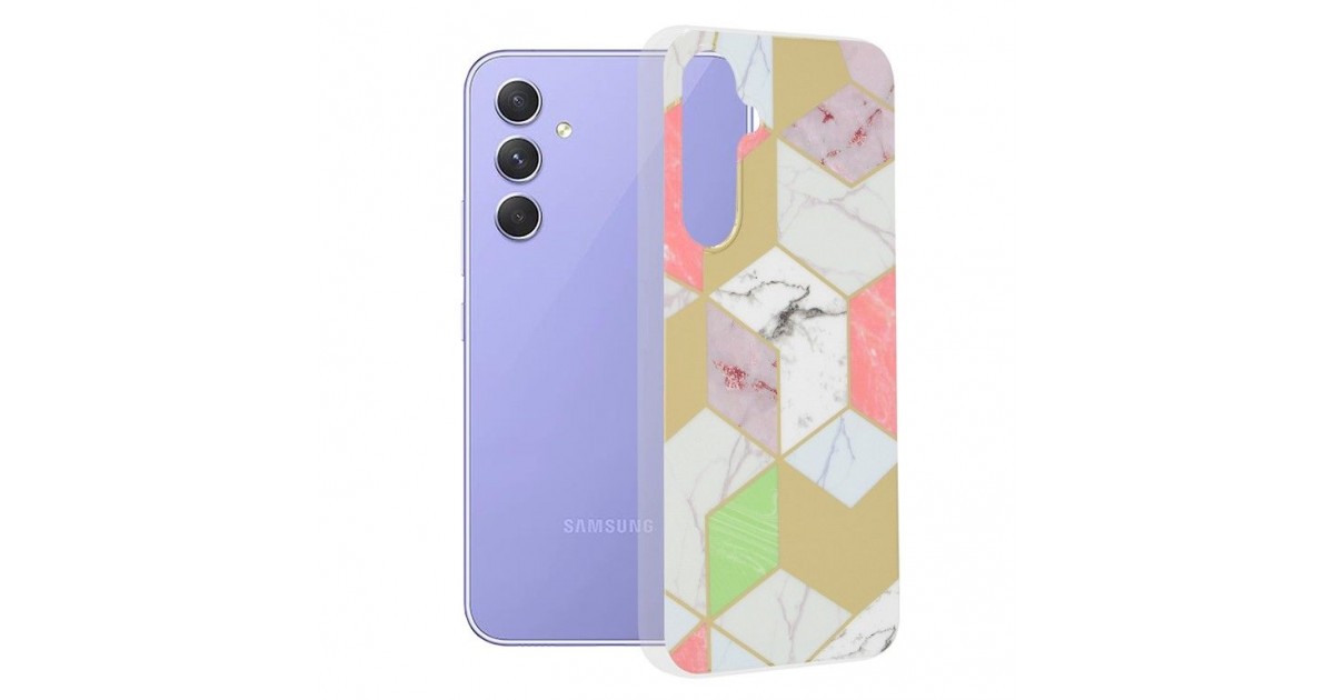 Husa carcasa Spate pentru Samsung Galaxy A54 - Marble Series - Purple Hex