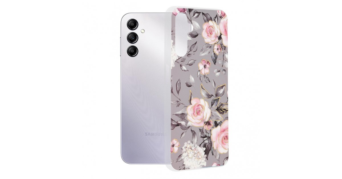 Husa pentru Samsung Galaxy A14 4G / A14 5G - Techsuit Marble Series - Bloom of Ruth Gray