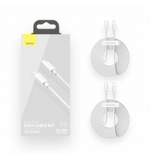 Cablu de Date Type-C la Lightning 20W, 480Mbps, 1.5m (set 2) - Baseus Simple Wisdom (TZCATLZJ-02) - White