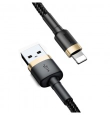 Cablu de date, Baseus Cafule Series, CALKLF-HG1, USB reversibil la Lightning, Quick Charge, 1.5A, Lungime 2m, Gri/Negru