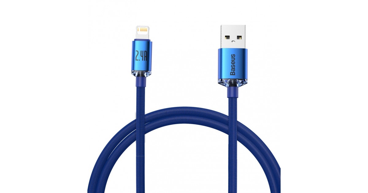 Cablu de Date USB la Lightning 2.4A, 2m - Baseus Crystal Shine (CAJY000103) - Blue