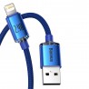 Cablu de Date USB la Lightning 2.4A, 2m - Baseus Crystal Shine (CAJY000103) - Blue