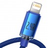 Cablu de Date USB la Lightning 2.4A, 2m - Baseus Crystal Shine (CAJY000103) - Blue