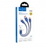 Cablu de Date 3in1 USB-A la Lightning, Type-C, Micro-USB 66W, 6A, 1.2m - Hoco Ultra (U104) - Blue