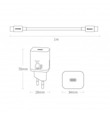 Incarcator Priza Type-C PD20W + Cablu Type-C - Baseus Super Si (TZCCSUP-L01) - Black