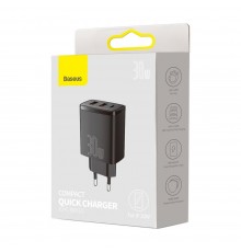 Incarcator Priza USB-C PD30W, 2xUSB-A QC3A - Baseus Compact (CCXJ-E01) - Black