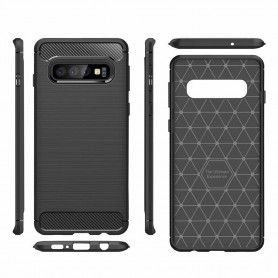 Husa Tpu Carbon Fibre pentru Samsung Galaxy S10+ Plus, Neagra