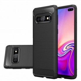 Husa Tpu Carbon Fibre pentru Samsung Galaxy S10+ Plus, Neagra