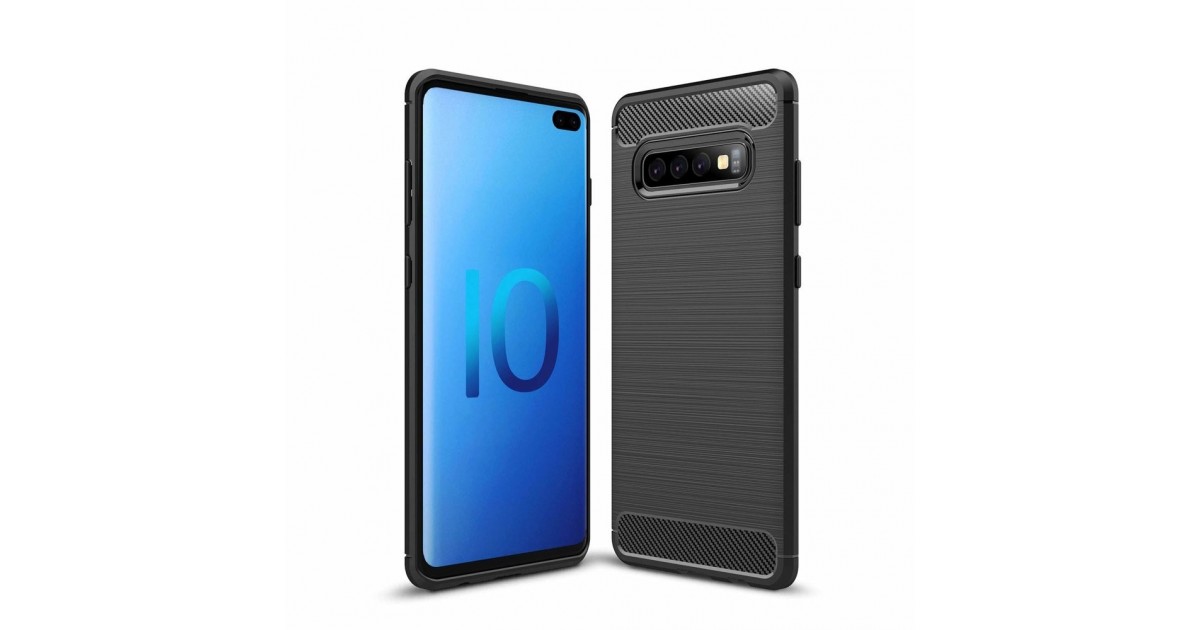 Husa Tpu Carbon Fibre pentru Samsung Galaxy S10+ Plus, Neagra