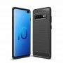 Husa Tpu Carbon Fibre pentru Samsung Galaxy S10+ Plus, Neagra