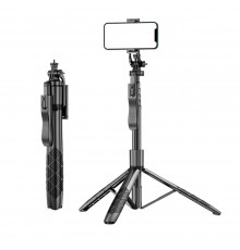 Selfie Stick Trepied Stabil cu Telecomanda si Surub 1/4, 155cm - Techsuit (L16) - Black