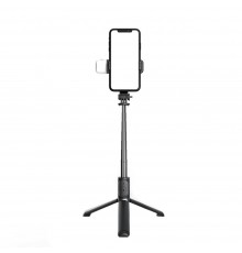 Selfie Stick Stabil cu Trepied si LED, 105cm - Techsuit (Q02S) - Black