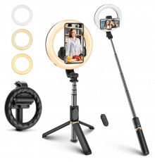 Selfie Stick cu Trepied si Telecomanda, 168cm - Techsuit (Q05s) - Negru