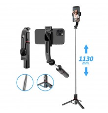 Selfie Stick Trepied Stabil, Portabil, 106cm - Techsuit L12 - Black