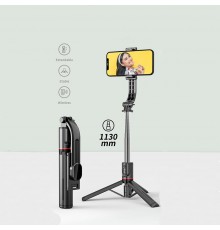 Selfie Stick si Trepied Stabil Bluetooth, 113cm - Techsuit (L13) - Black