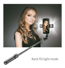 Selfie Stick Stabil Wireless cu Lumina LED Detasabila, 108cm - Techsuit Tripod Mount LED (L12D) - Black