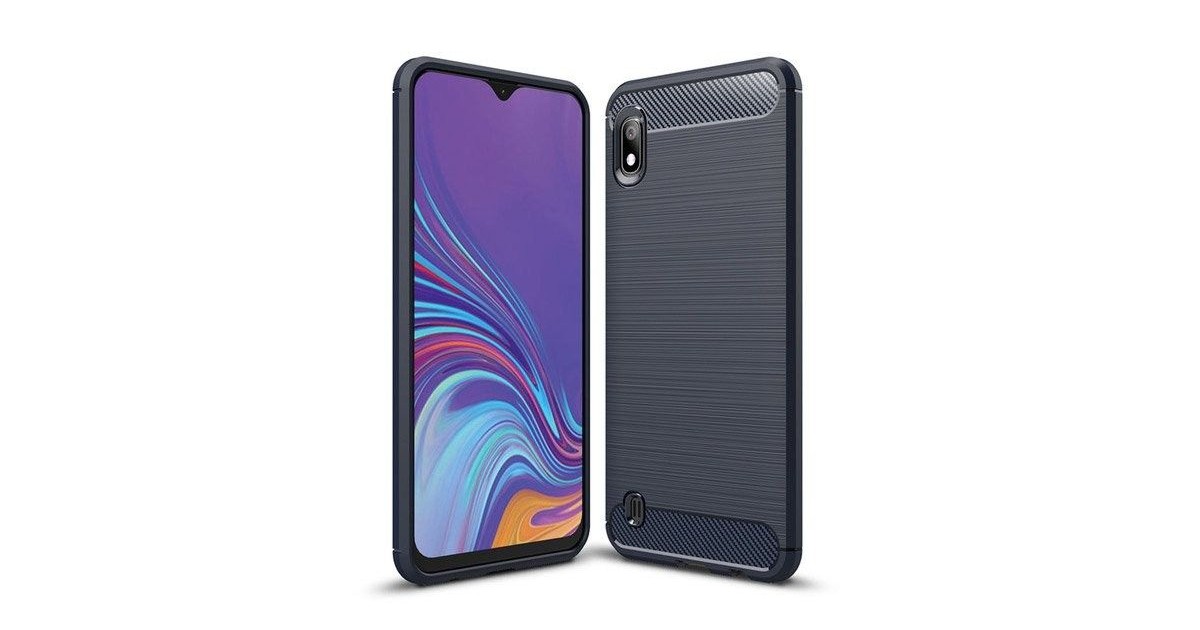 Husa Tpu Carbon Fibre pentru Samsung Galaxy A10, Midnight Blue