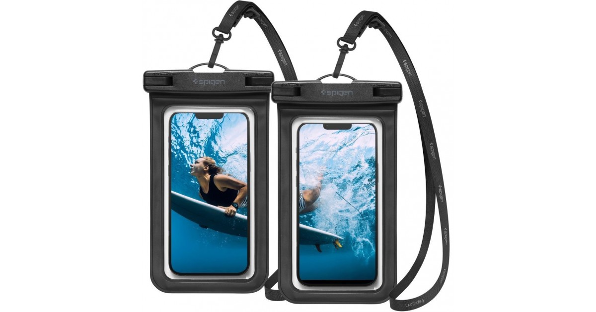 Husa universala pentru telefon (set 2 bucati) - Spigen Waterproof Case A601 - Black