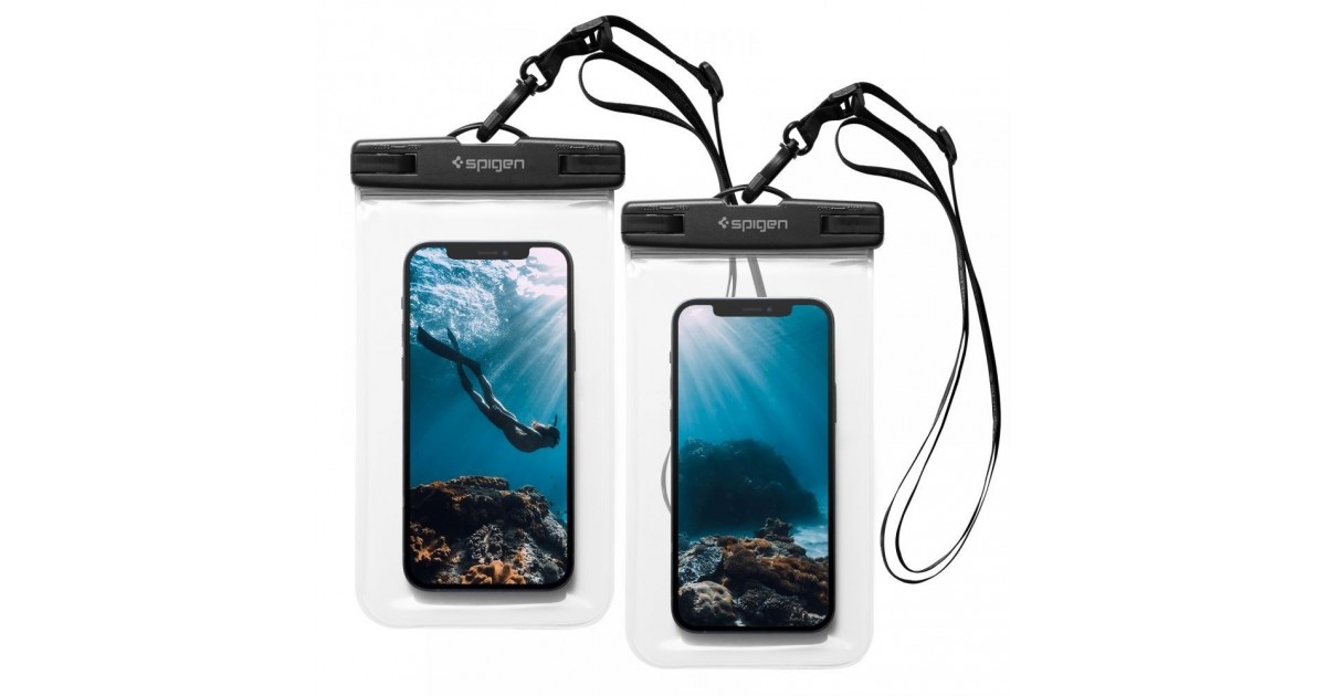 Husa universala pentru telefon (set 2 bucati) - Spigen Waterproof Case A601 - Clear