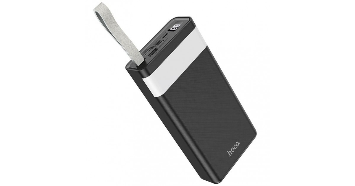 Baterie Externa 30000mAh, 2xUSB, Micro-USB, Type-C, Lightning - Hoco Powerful (J73) - Black