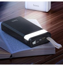 Baterie Externa 30000mAh, 2xUSB, Micro-USB, Type-C, Lightning - Hoco Powerful (J73) - Black