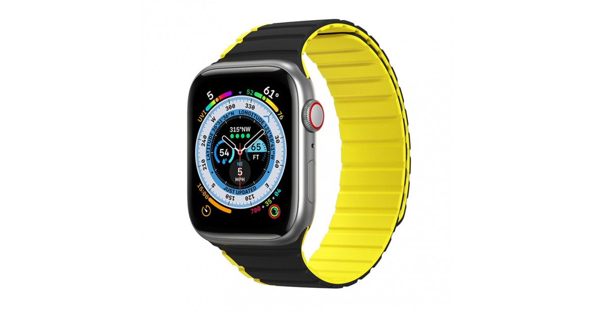 Curea pentru Apple Watch 1/2/3/4/5/6/7/8/SE/SE 2/Ultra (42/44/45/49mm) - Dux Ducis LD Series - Black / Yellow
