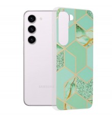 Husa pentru Samsung Galaxy S23 - Techsuit Marble Series - Chloe Alb