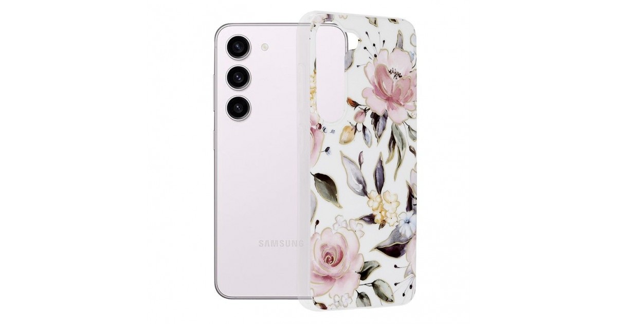 Husa pentru Samsung Galaxy S23 - Techsuit Marble Series - Chloe Alb