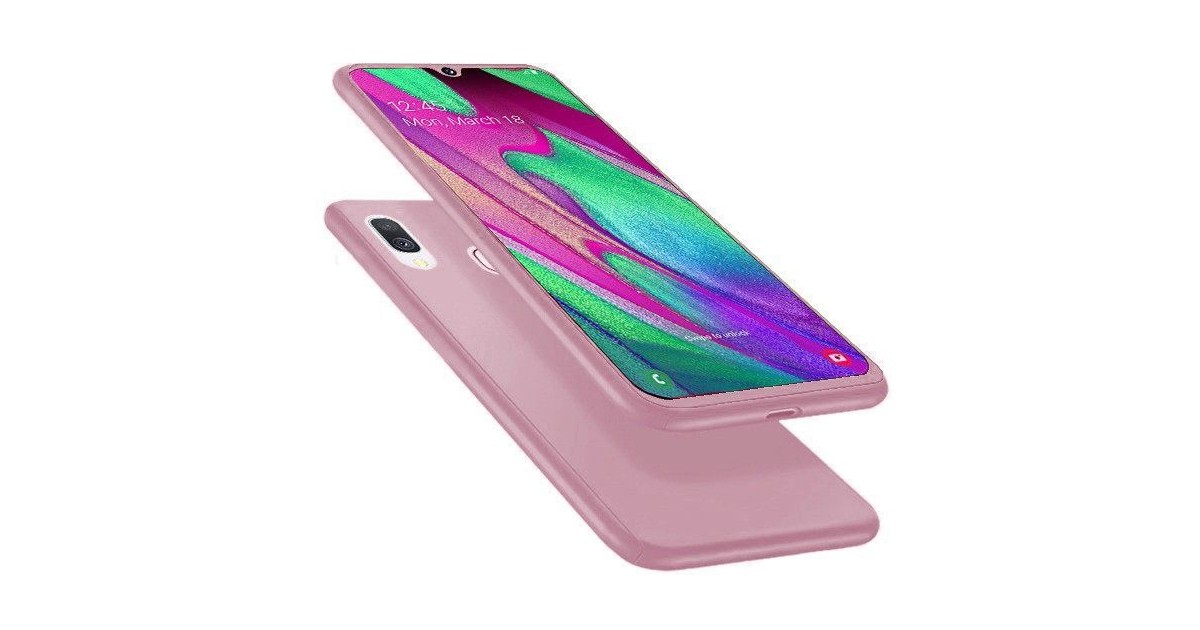 Husa 360 Protectie Totala Fata Spate pentru Samsung Galaxy A40 , Rose Gold