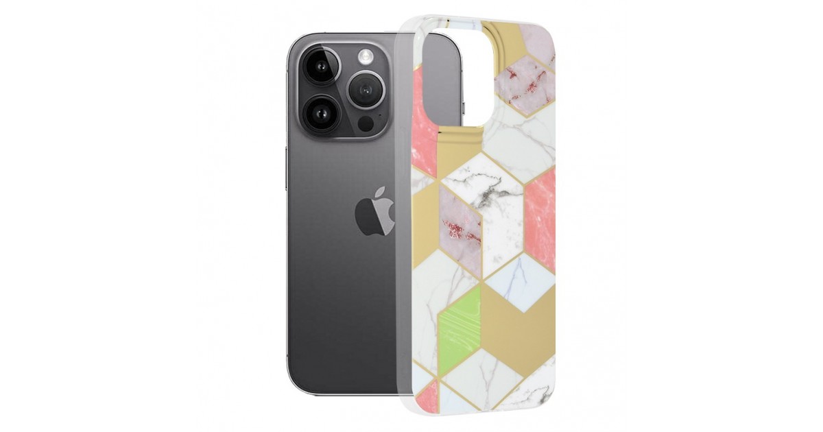 Husa pentru iPhone 14 Pro Max - Techsuit Marble Series - Mov Hex