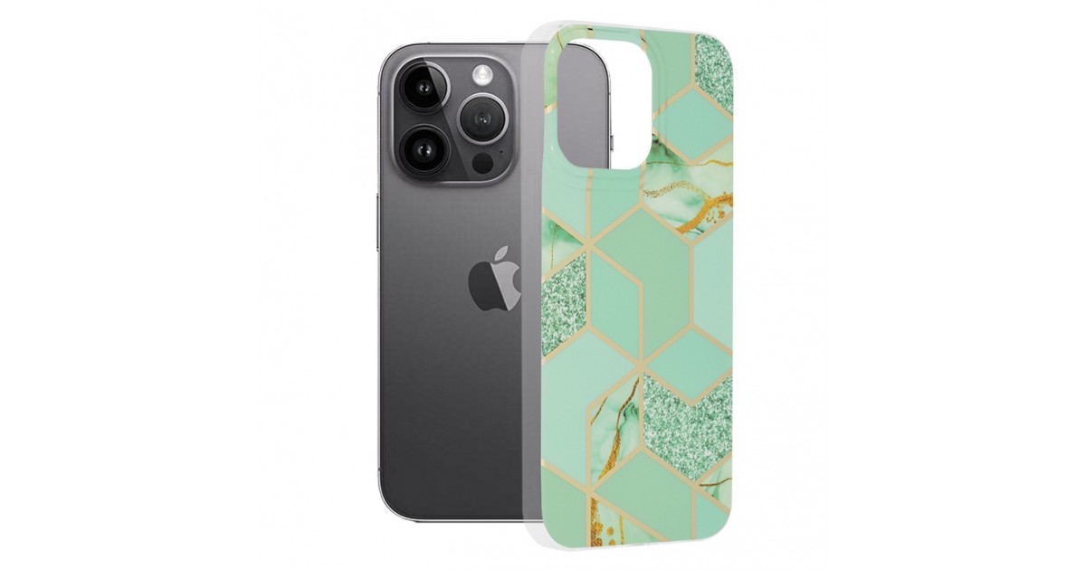 Husa pentru iPhone 14 Pro Max - Techsuit Marble Series - Verde Hex