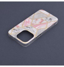 Husa pentru iPhone 14 Pro Max - Techsuit Marble Series - Roz Hex