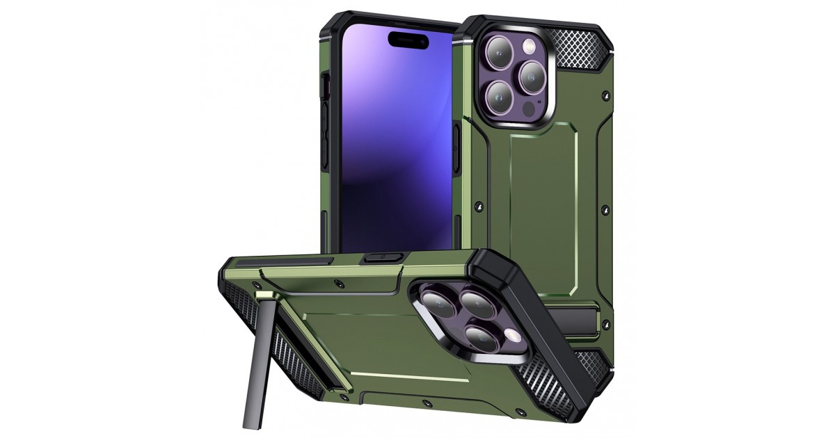 Husa pentru iPhone 15 Pro Max - Techsuit Hybrid Armor Kickstand - Verde