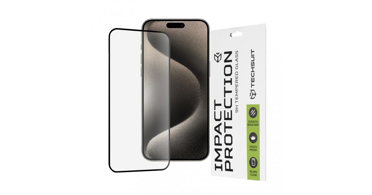 Folie pentru iPhone 15 Pro Max - Techsuit 111D Full Cover / Full Glue Glass - Negru