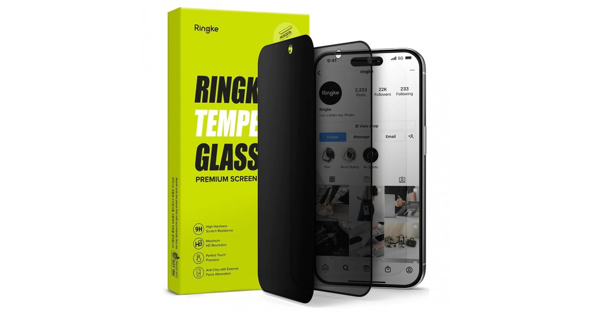 Folie pentru iPhone 15 Pro - Ringke Cover Display Tempered Glass - Privacy